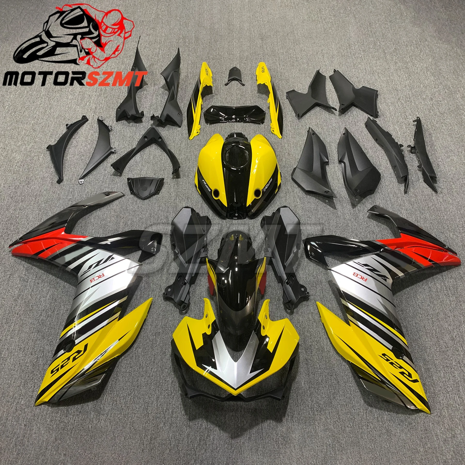 

Fit Motorcycle For Yamaha YZF R3 2014 2015 2016 2017 2018 Aftermarket Bodykit Blue White Fairings Kit Including Fuel Tank cover
