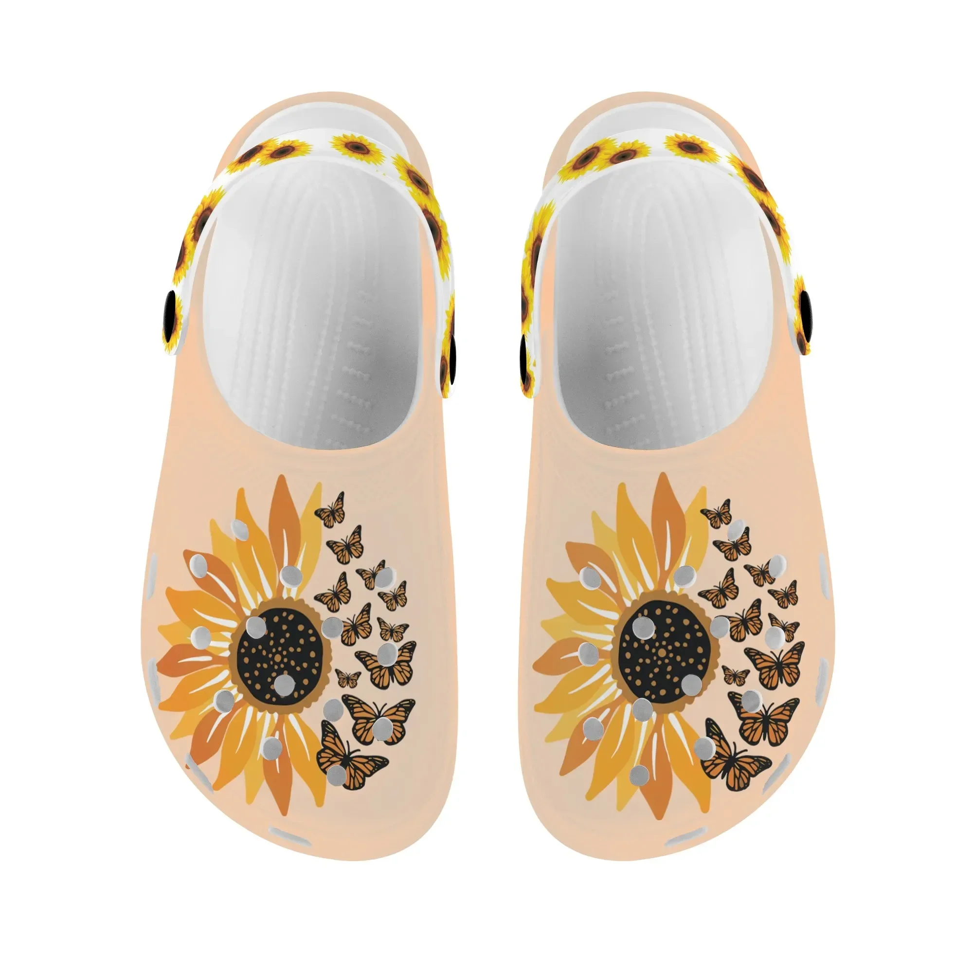 Sandales à imprimé tournesol pour femmes, lanière à talon, chaussures de plage décontractées, semelle souple, pantoufles d'intérieur légères pour filles, mode féminine