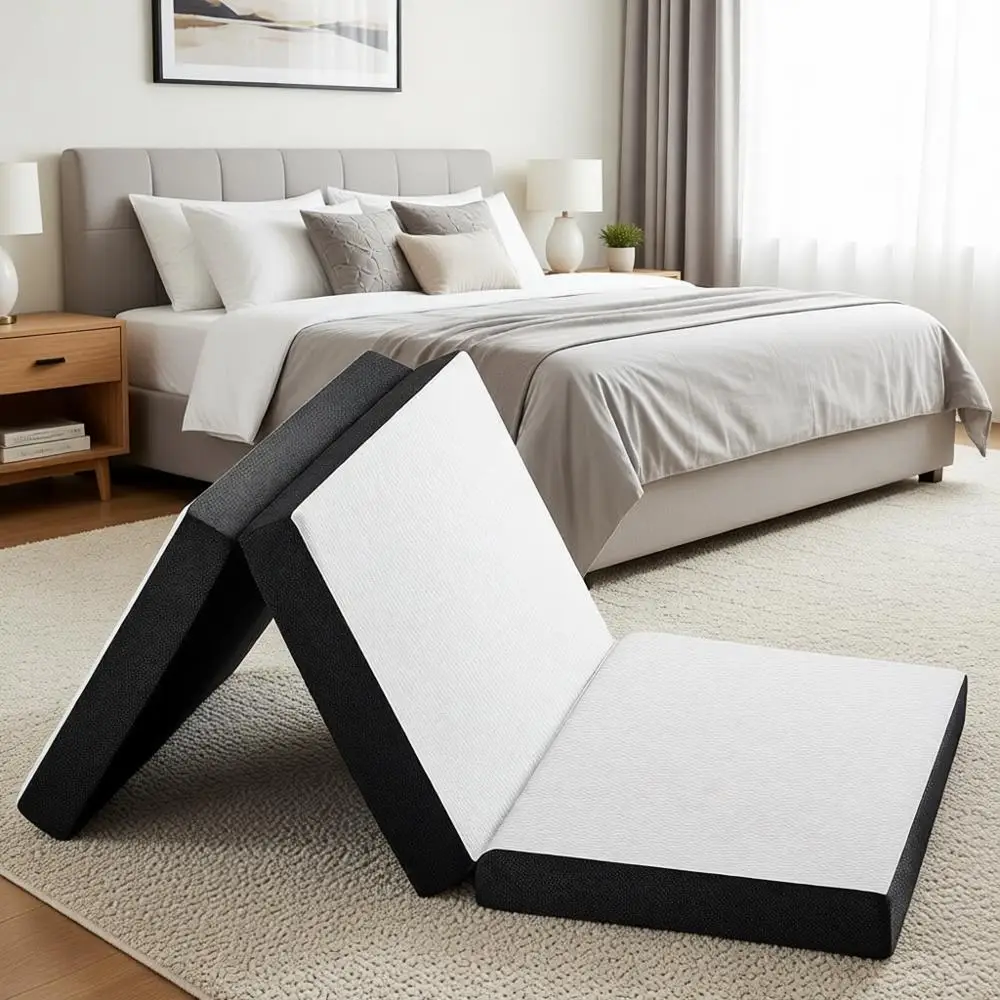 

4 Inch Portable Folding Bed with Washable Cover - Ideal for Travel, Camping, and Yoga