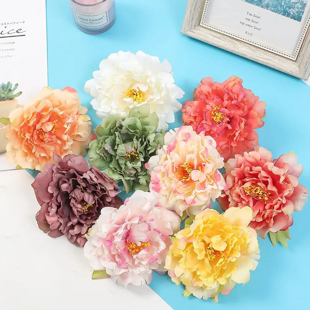 5/10 Stück Künstliche Blumen Seiden-Pfingstrosen Festliche Dekoration für Zuhause Hochzeit Brautaccessoires Ausverkauf Staubblatt-Girlande DIY Geschenkbox