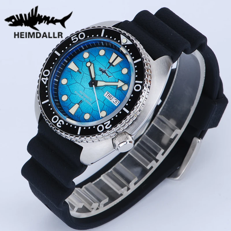 Imagem -03 - Mergulhador Heimdallr Masculino Relógio Tartaruga Rei 44 mm Cinza Dial Sapphire Cristal Nh36 Movimento Automático 200m Resistente à Água Luminosa