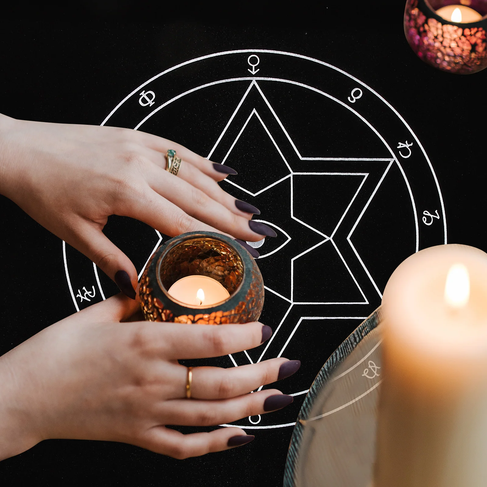 1 مجموعة الحرير مذبح التارو مفرش طاولة تصميم خمر العرافة القراءة القماش الرباط حقيبة التخزين حامل بطاقة التارو