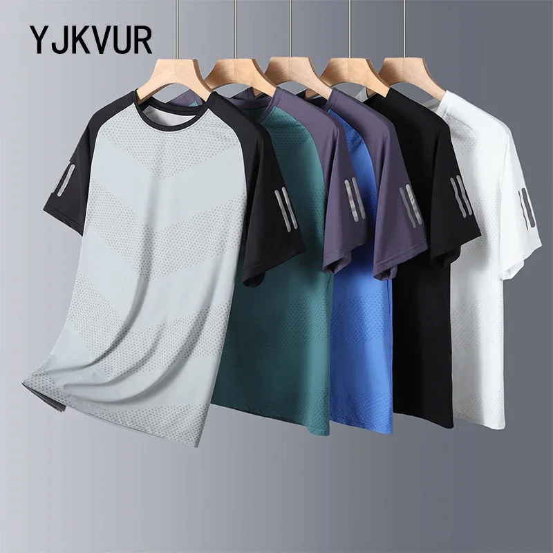 2024 Summer New Men\'s Workout Running Shirts Mixed Colors Moisture Wicking T-Shirts Sports Gym Athletic Short Sleeve Shirts