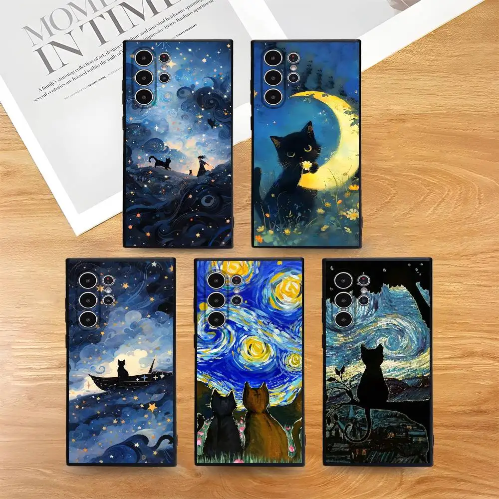 

Van Gogh Funny Cat Phone Case for Phone S series s21 s22 s23 s24 s25 FE Plus Ultra TPU Soft to Skin-friendly case