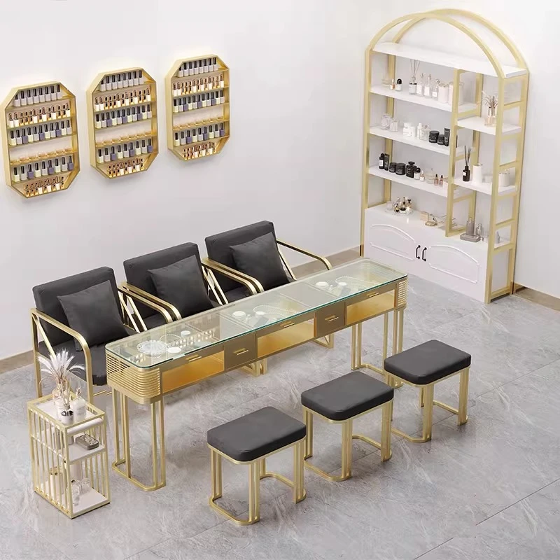 

Nordic Marble Manicure Table Modern Minimalist Double-layer Glass Manicure Tables High-end Salon Furniture Mesa De Uñas FYNT
