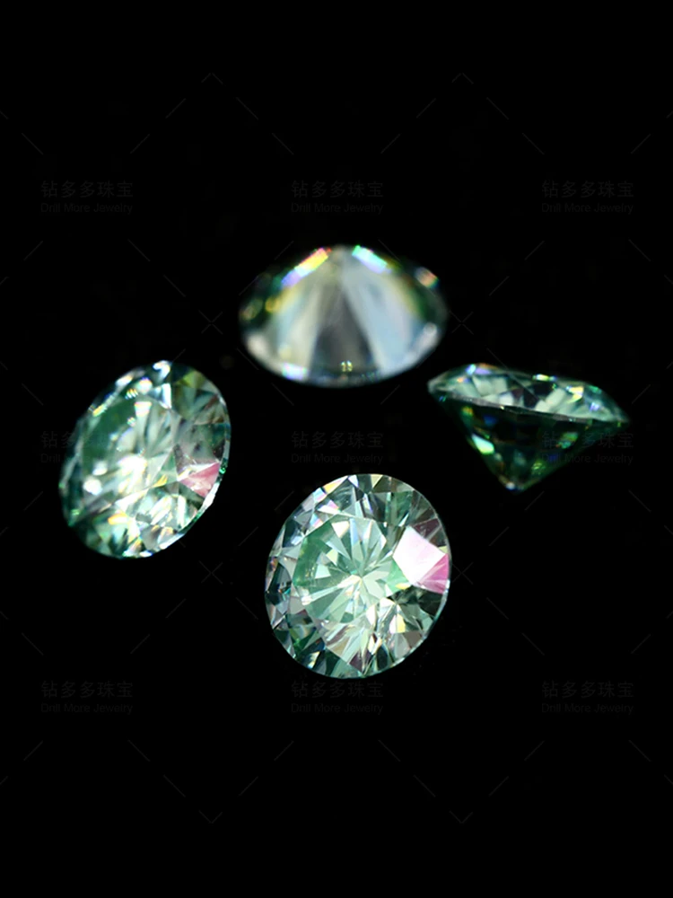 Moissanite pietra sciolta verde 6.5mm un carato rotondo classico diamante rotondo forza di taglio fornitura diretta in fabbrica all'ingrosso