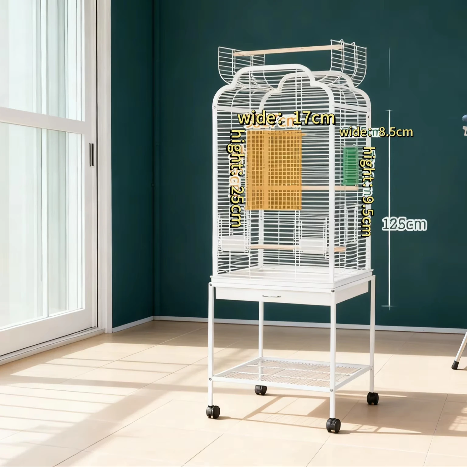 

Easy-Assemble Metal Bird Cage with Plastic Tray Sleek Design for Indoor/Outdoor Use Breeding Cage