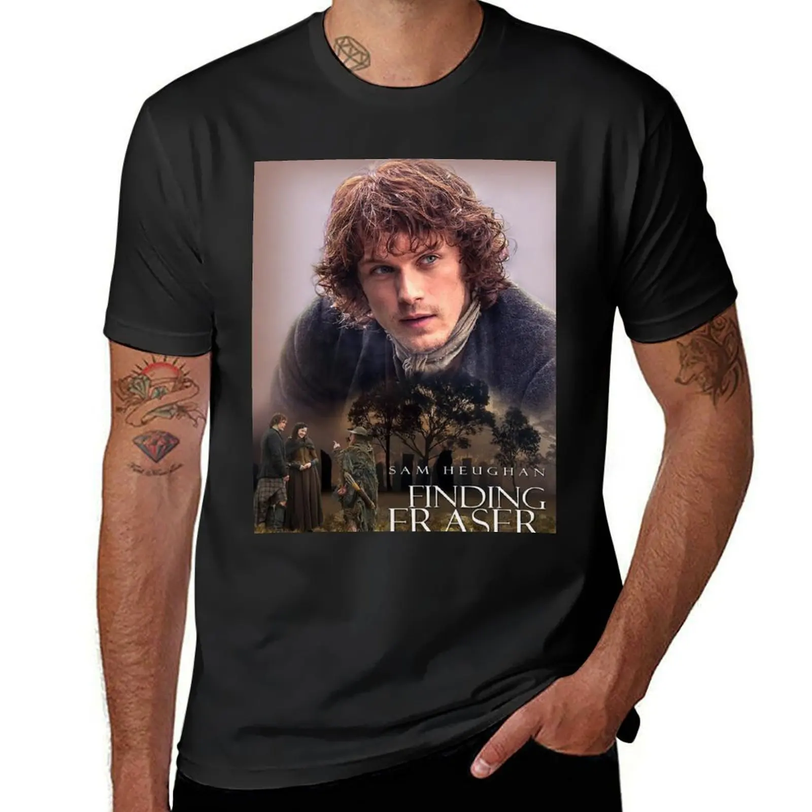 sam heughan T-Shirt for a boy kawaii clothes hippie clothes oversizeds mens t shirt