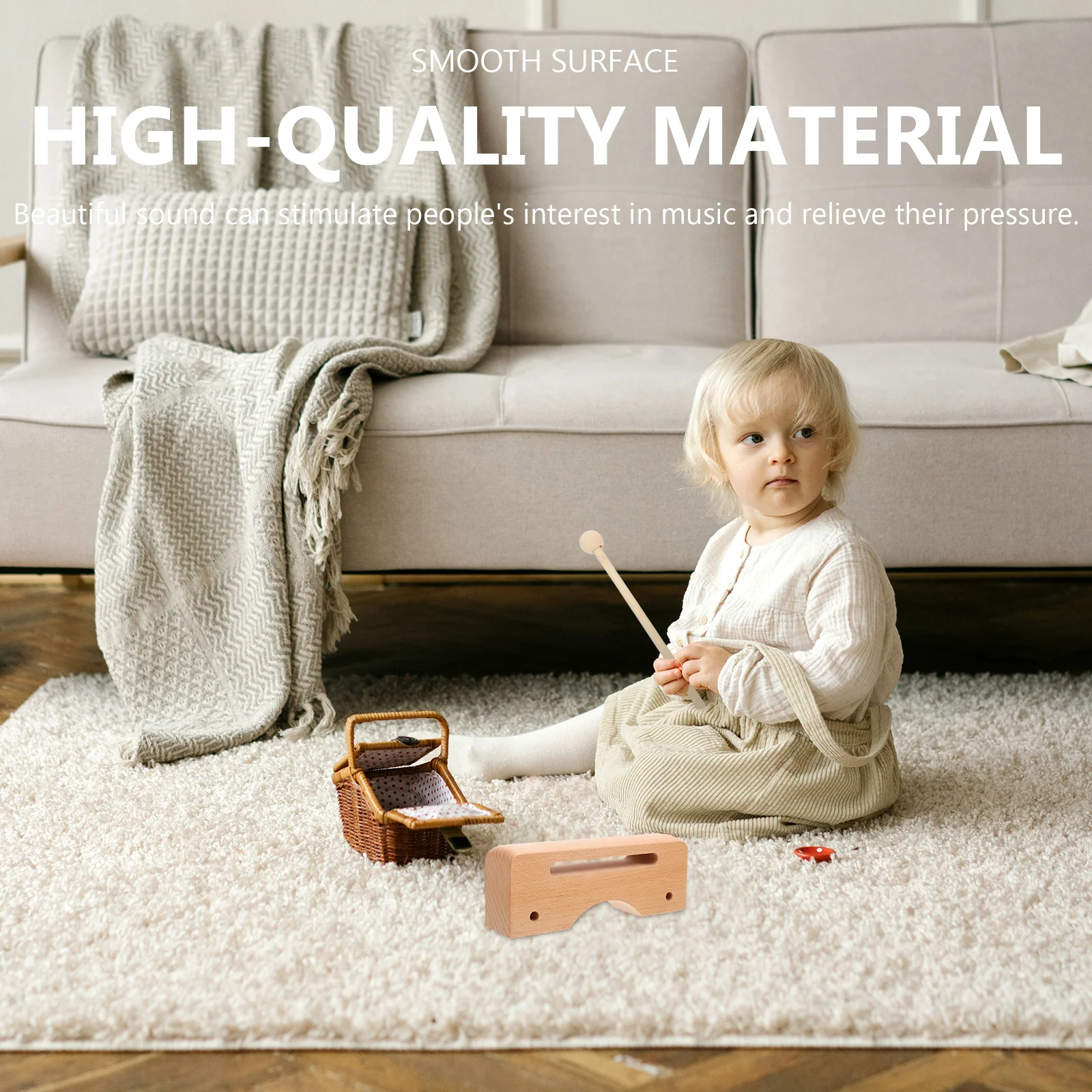 

Wood Color High Low Tone Bang Music Rhythm Block Compact Size Musical Instrument Educational Music Teaching Supply for Kids