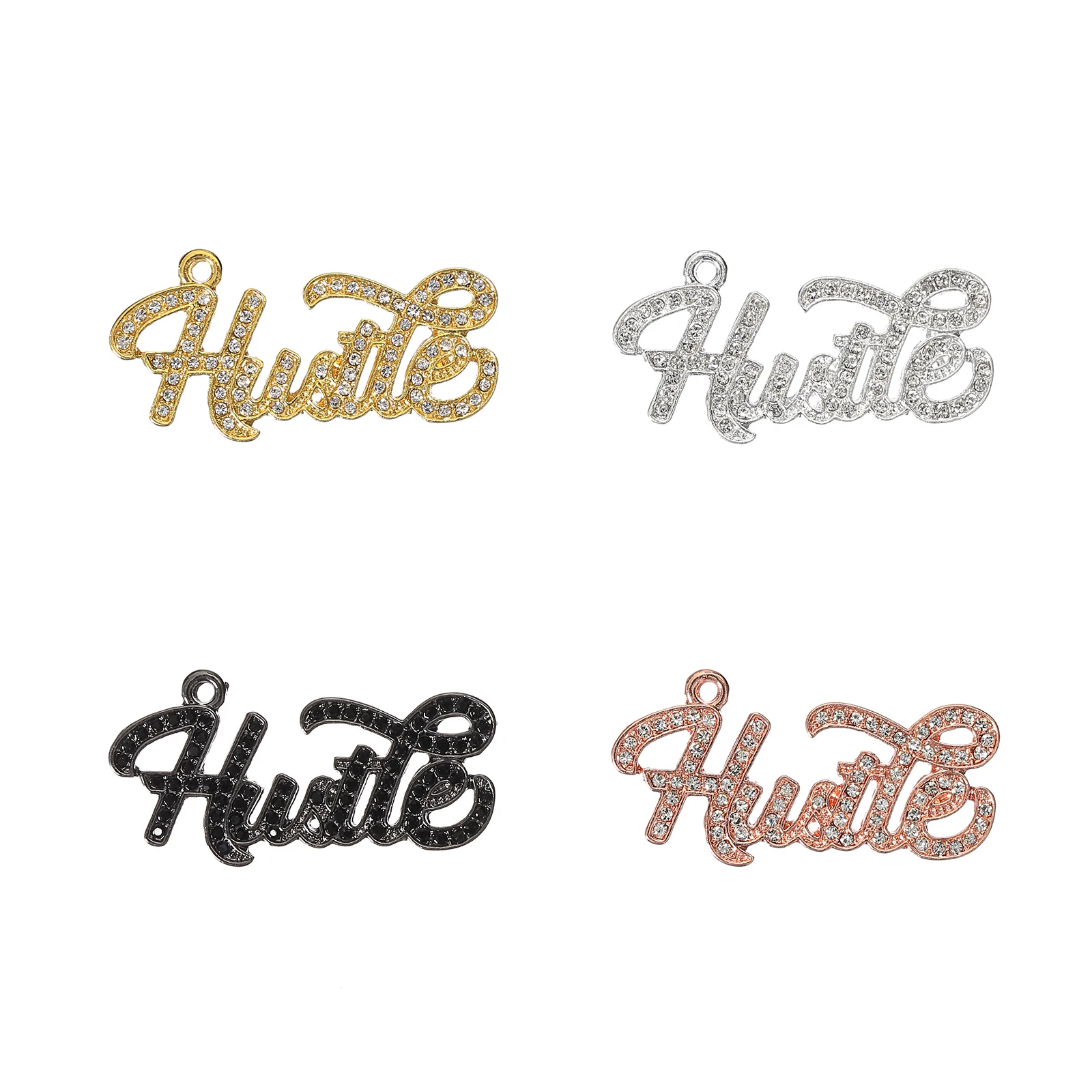 10pcs Aolly Letter Hustle Charms for DIY Bracelet Bangle Making LTC0483-LTC0486