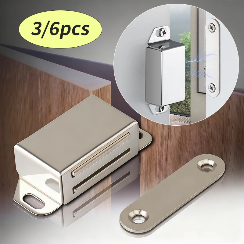 

3/6pcs magnetic door suction, door closing suction, door latch, magnetic adsorption, used for cabinet, wardrobe, shoe cabinet