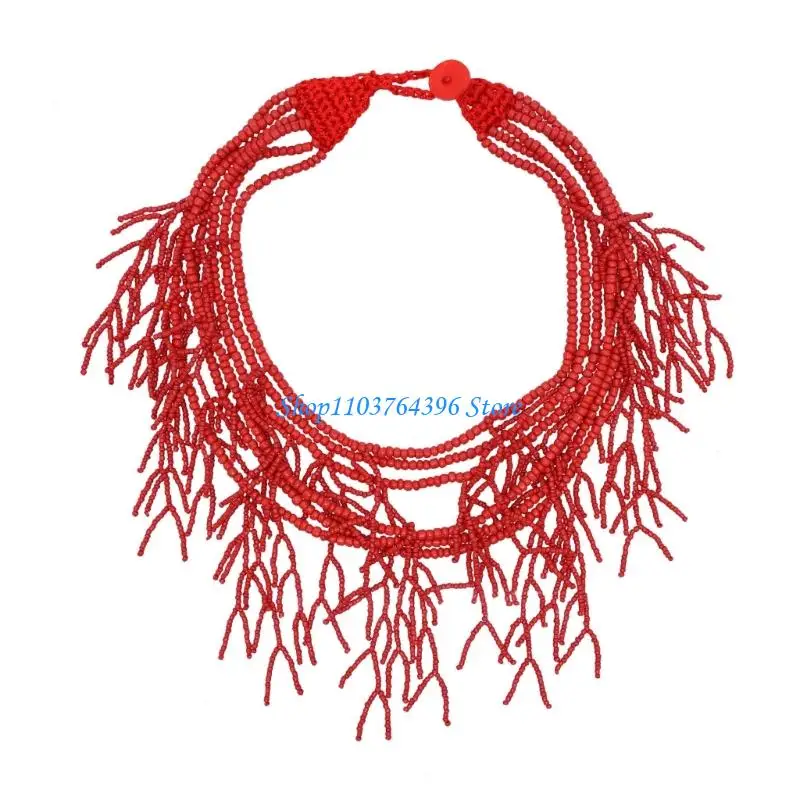 قلادة على شكل سلسلة عنق من الخرز الراتنجي خفيفة الوزن، تصميم متعدد الطبقات، مجوهرات متعددة الاستخدامات، هدية مثالية لها