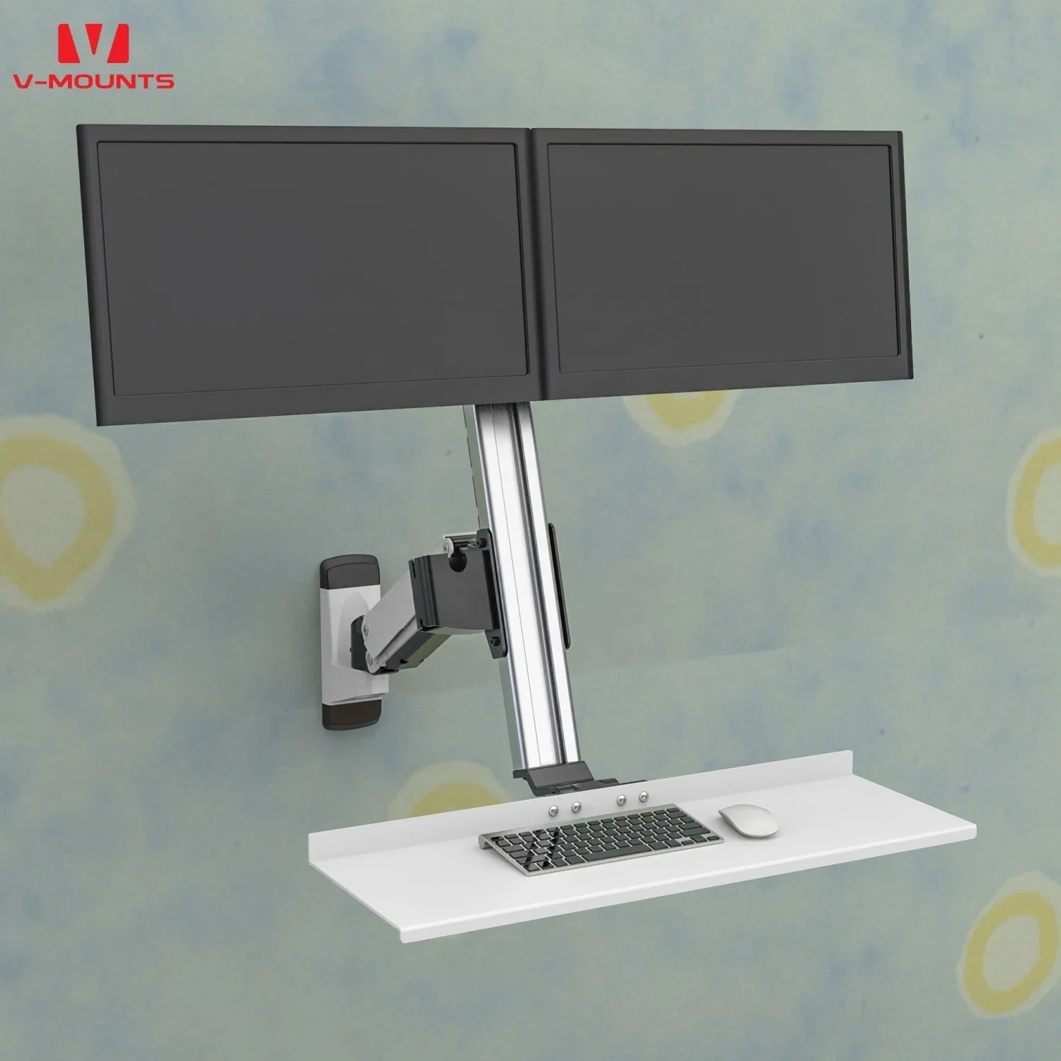 V-mounts ErgoFusion Dual   Arms with Keyboard Tray Ergonomic Home Office Wall Mount