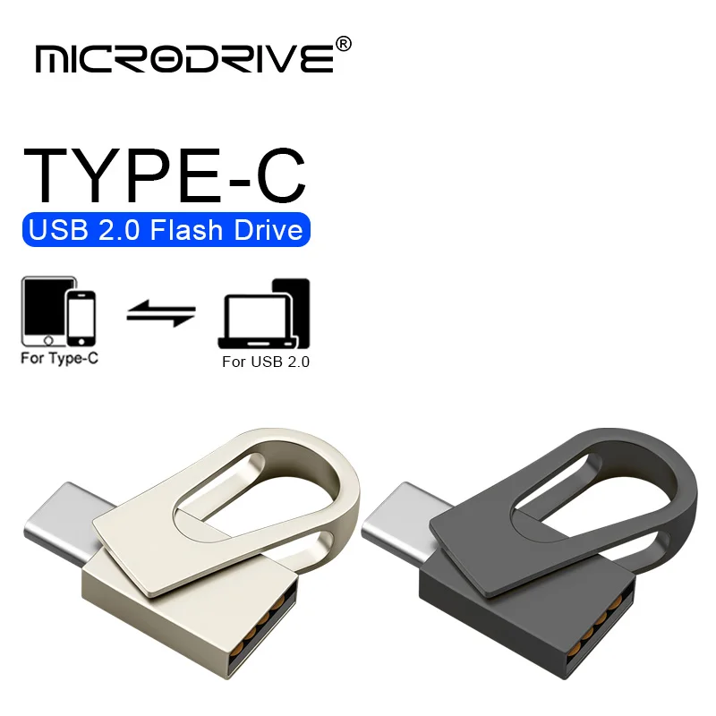 

Mini TYPE C Metal 2 in 1 USB Flash Drives Business Gift Memory Stick Pen Drive Storage Devices 16GB 32GB 64GB 128GB Rotate Disk