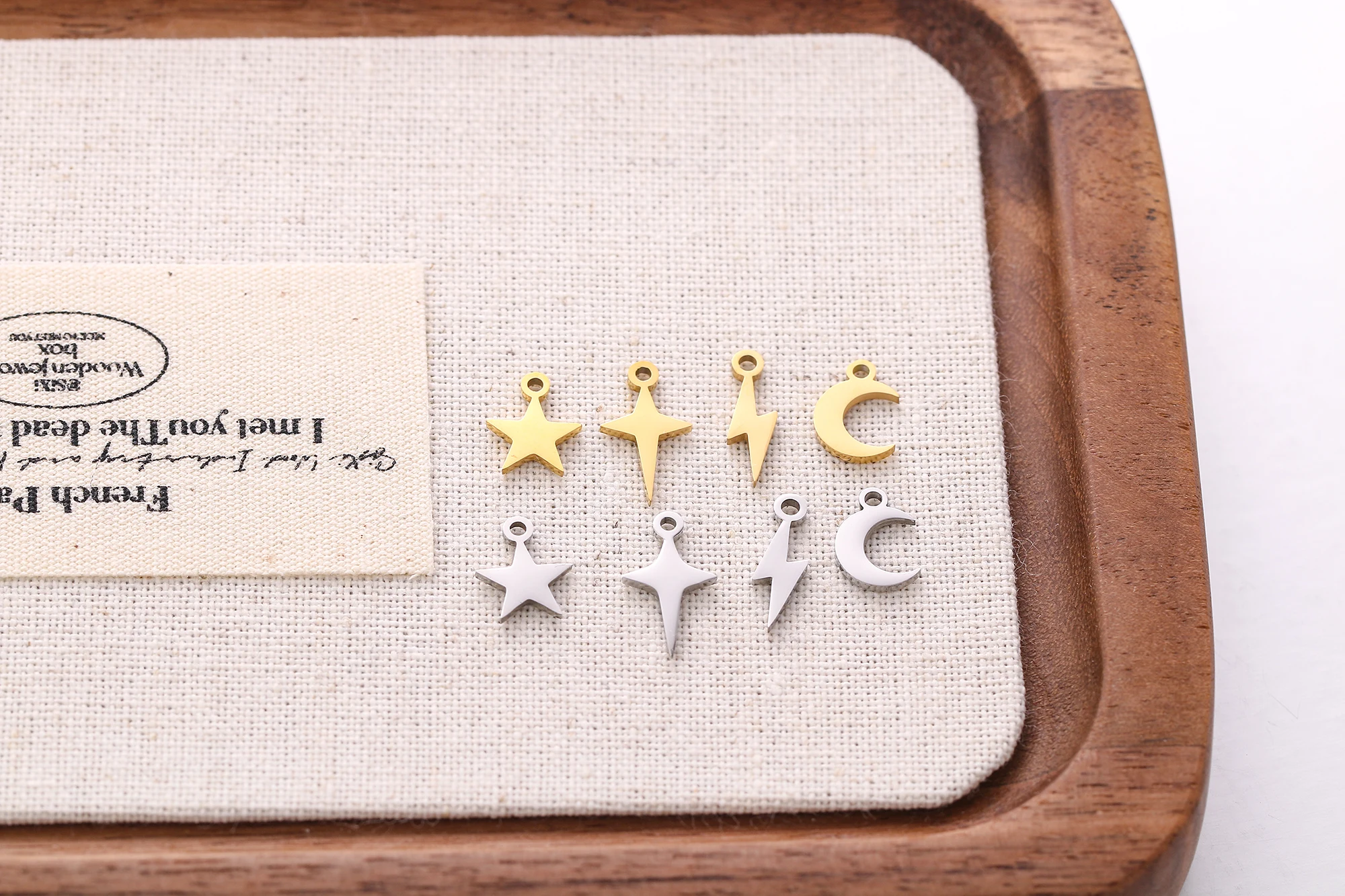 5 teile/los Edelstahl Stern Mond Schießen Sterne Blitz Kleine Charms DIY Halskette Armband Ohrringe Schmuck Machen Liefert – Detail 2