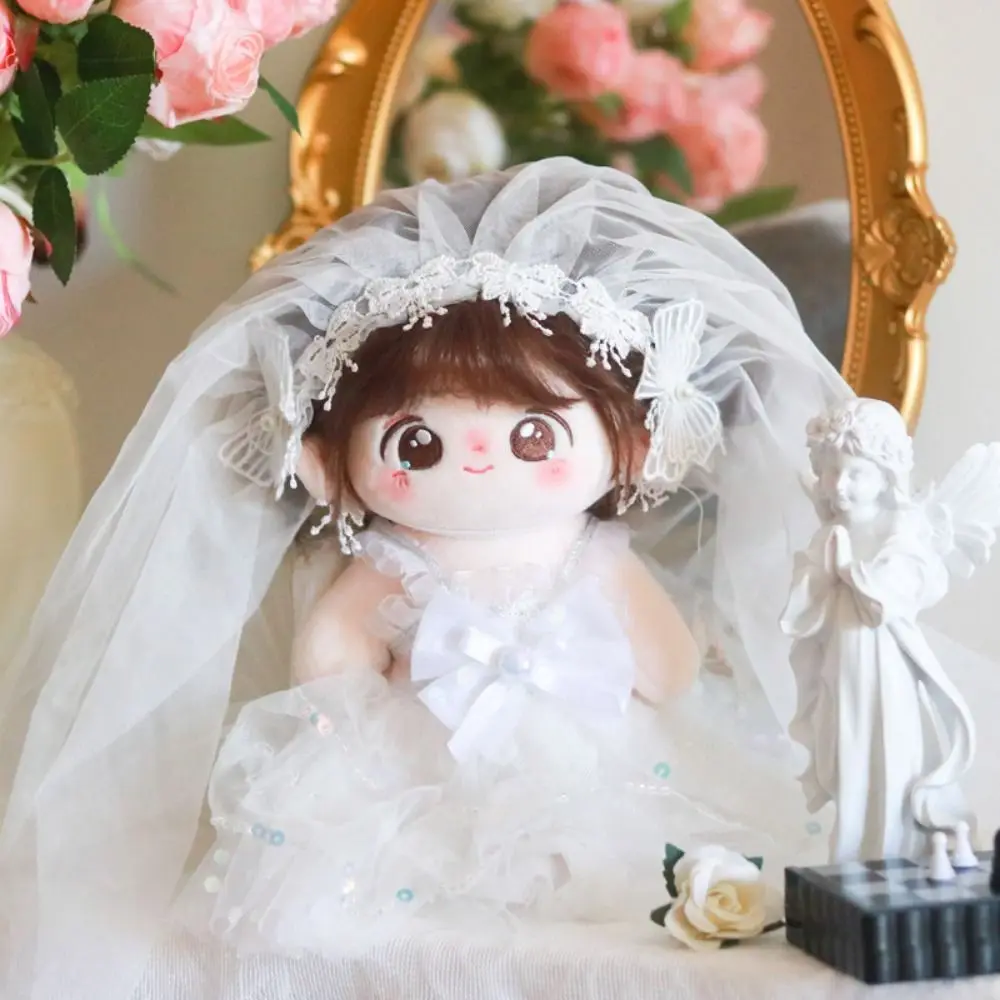 웨딩 드레스 20cm 면 의류 흰색 거즈 스커트 드레스업 면 의상 드레스 귀여운 컬렉션 20cm 꽃 드레스