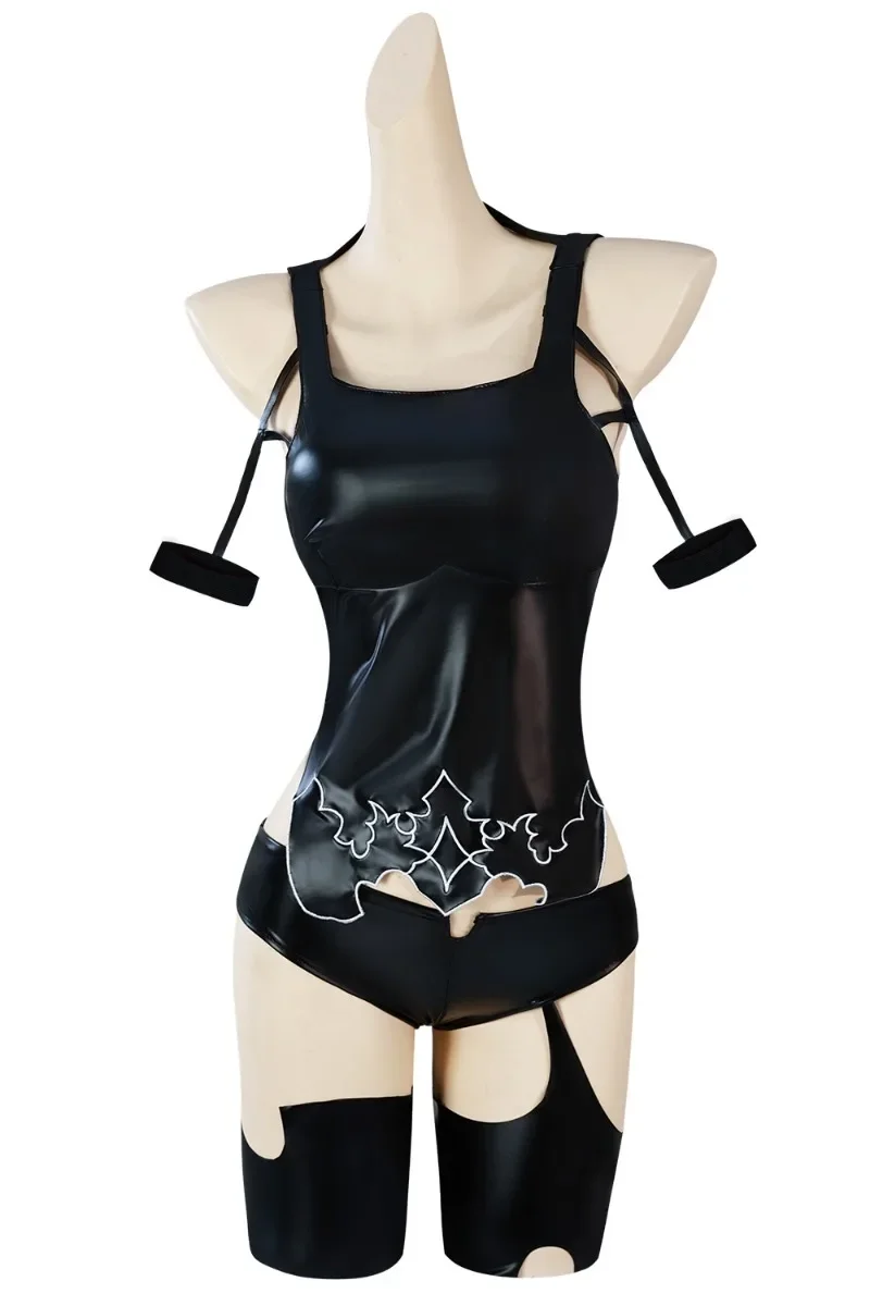 

A2 Cosplay Costume YoRHa Type A No.2 Black PU Leather Outfit Full Set with Gloves Socks for Halloween Party