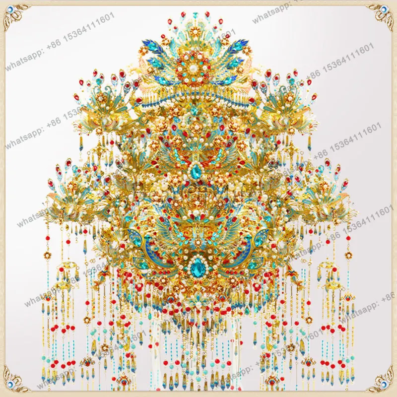 Gilt phoenix crown Diancui 22 puzzle 3d three-dimensional metal assembly model DIY wedding gift material package