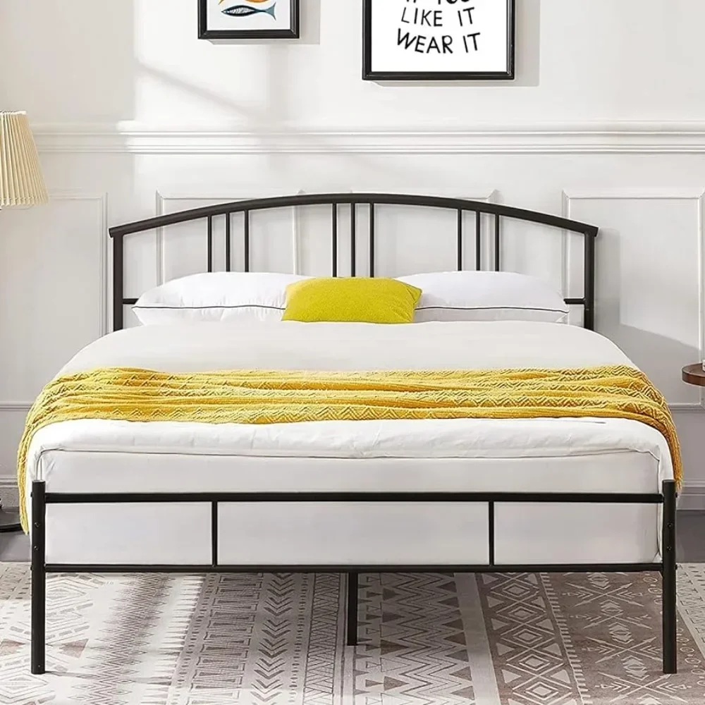 

14 Inch Queen Bed Frame Metal Platform Mattress Foundation With Headboard Footboard Steel Slat Support/No Box Spring Needed Home