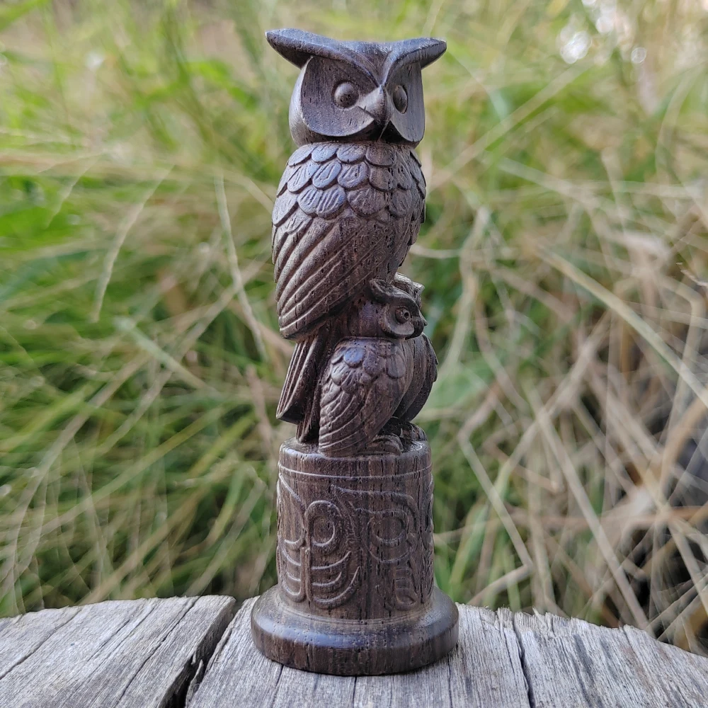 Handgeschnitzte Holz-Eulen-Totem-Säulenverzierung, Ethnischer Stil, Geeignet für Halloween-Dekorationen, Party-Dekorationen, Geschenke für Männer, Innendekorationen, Schlafzimmer, Tischdekoration,