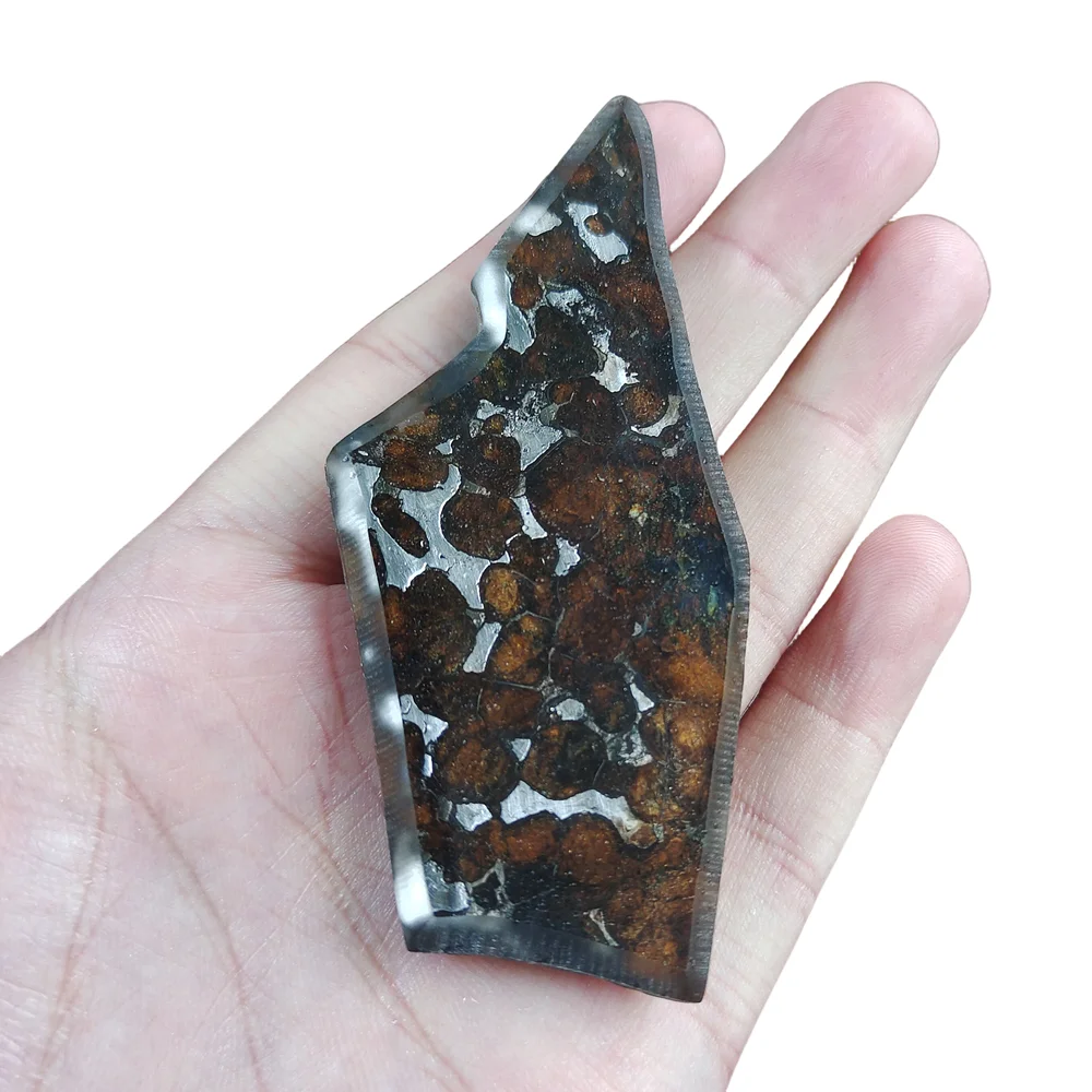 

23,6 gSERICHO Pallasite, образец оливкового метеорита, натуральный материал метеорита, нарезанный, из Кении, TA270