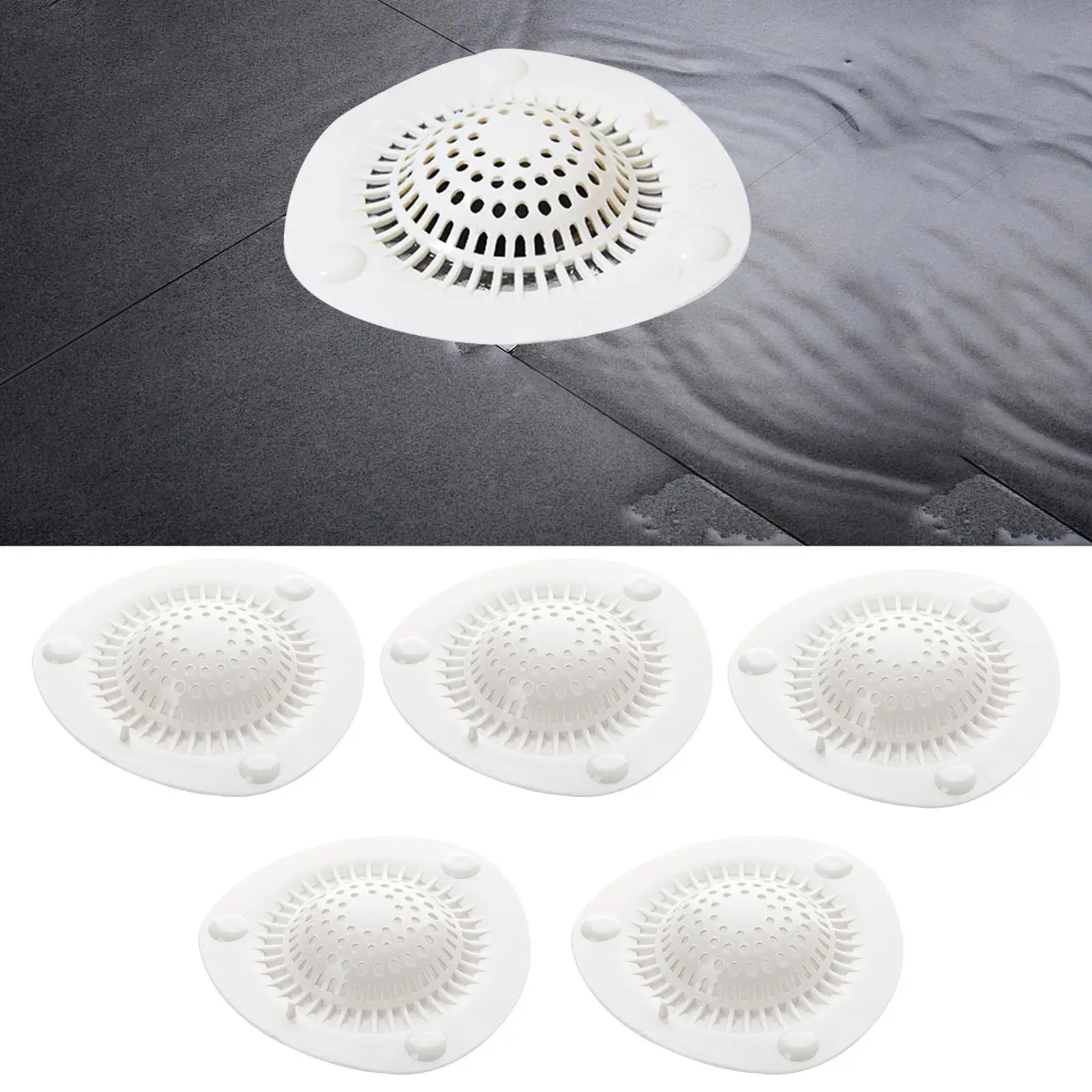 5Pcs Shower Drain Hair Catcher Kitchen Sink Accessories Portable Bath Tub Stoppers for Home Apartment Farmhouse Hotel Dormitory