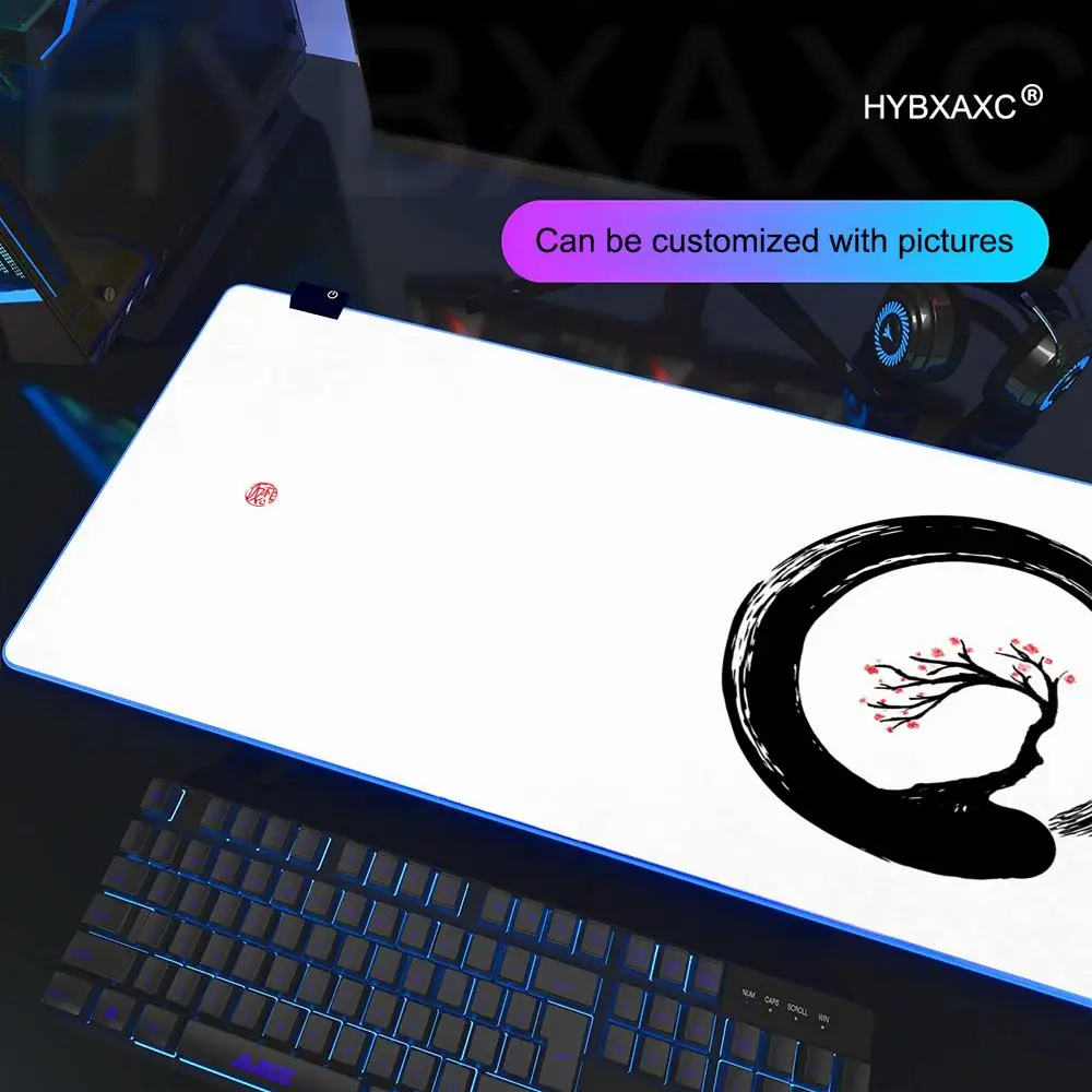 Art Black Mouse Pad RGB Gaming Mouse Pad Desk Mat HD Gamer Large LED Light XXL MousePads PC Computer Carpet