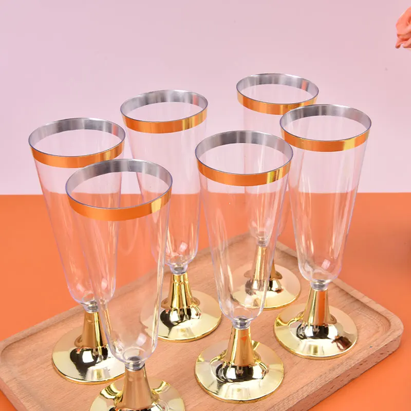 150ml Disposable Wine Glass Plastic Eco-friendly Champagne Flute Cocktail Tall Wedding Party Supplies Bar