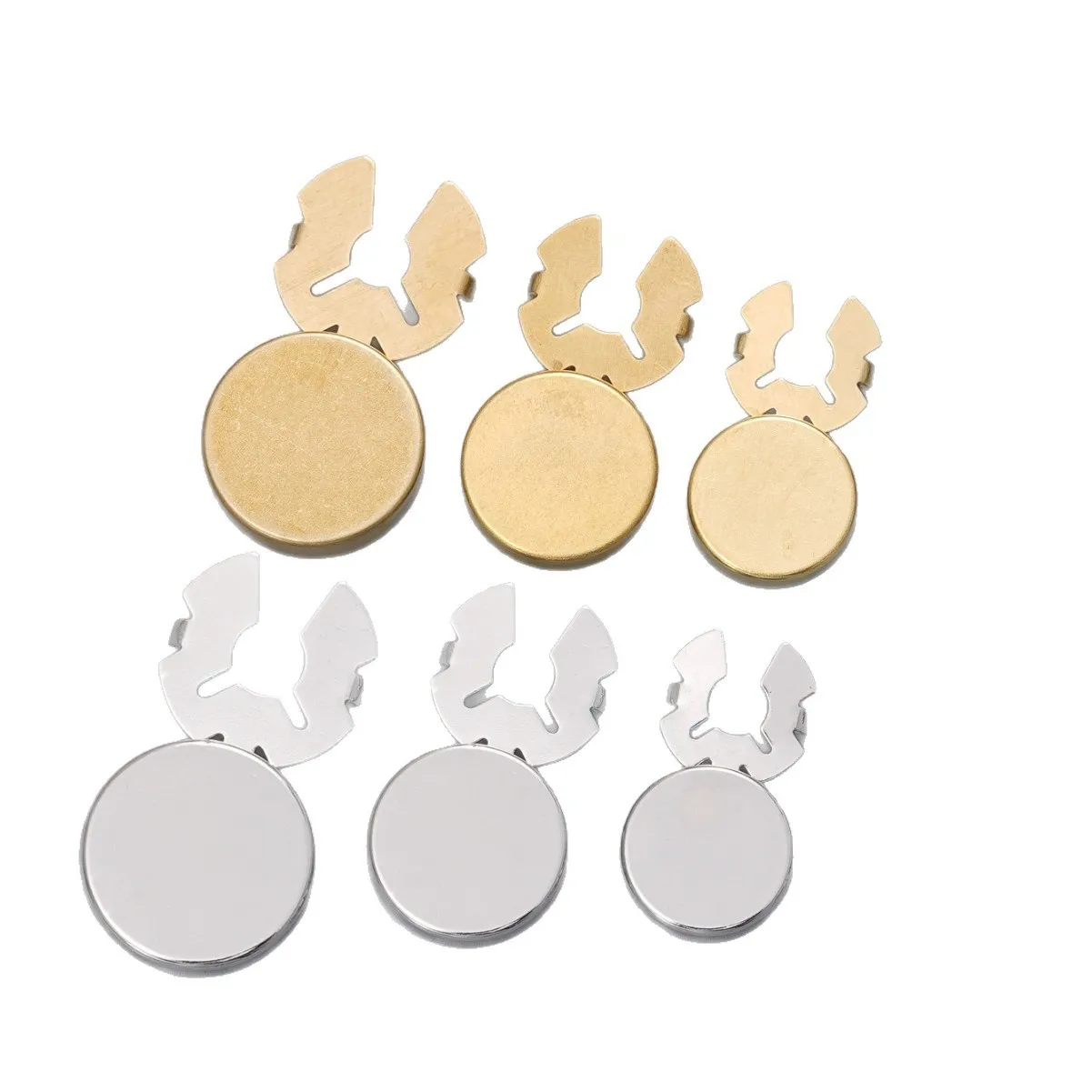 10/50 Stück goldene/silberne runde Hemdkragenklammern aus Metall, verstellbare Druckknöpfe zur Kleidungsdekoration – Detail 4