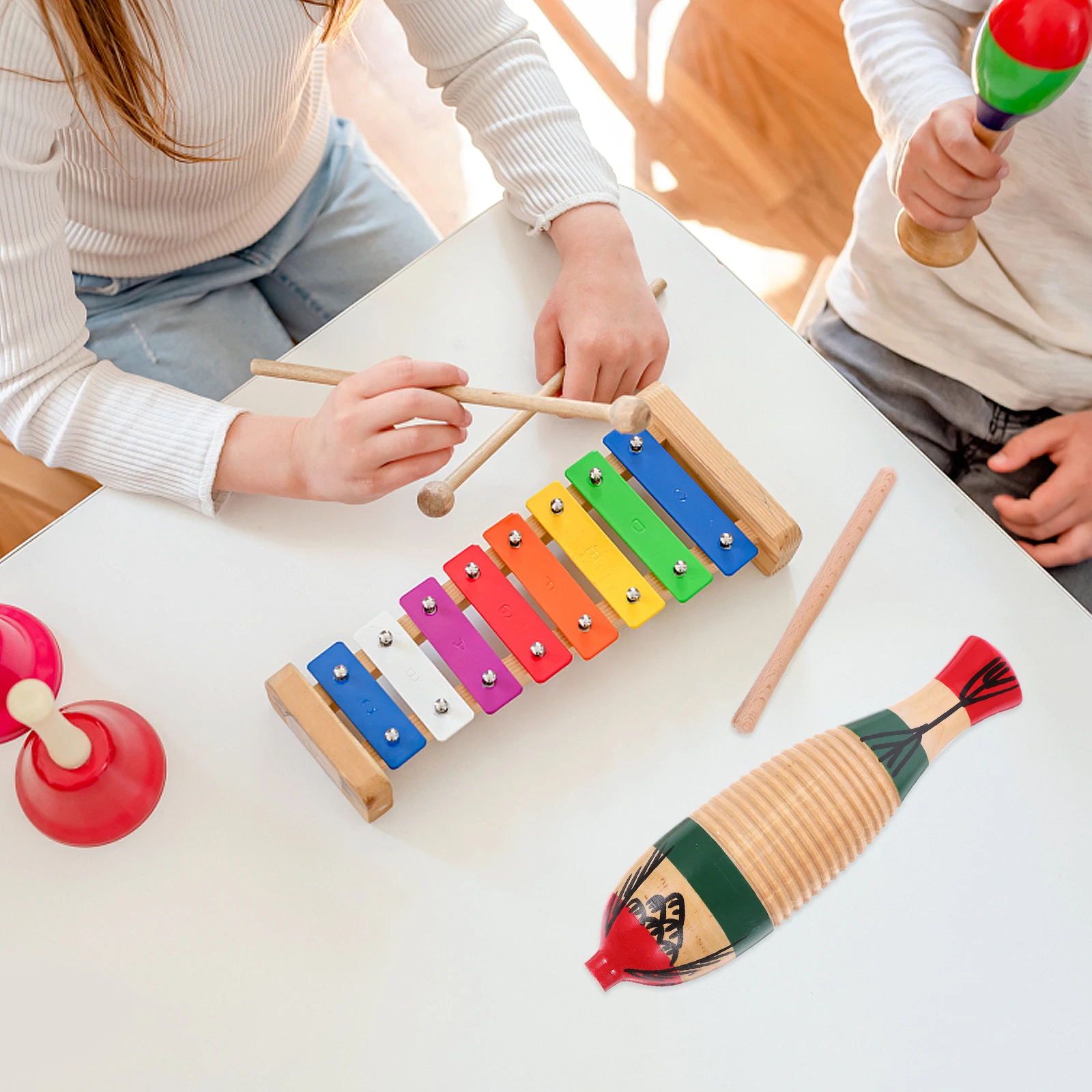 

1 Set Wooden Guiro Percussion Instrument For Kids Beginner Music Educational Toddler Learning Instrument Frog Shaped Musical