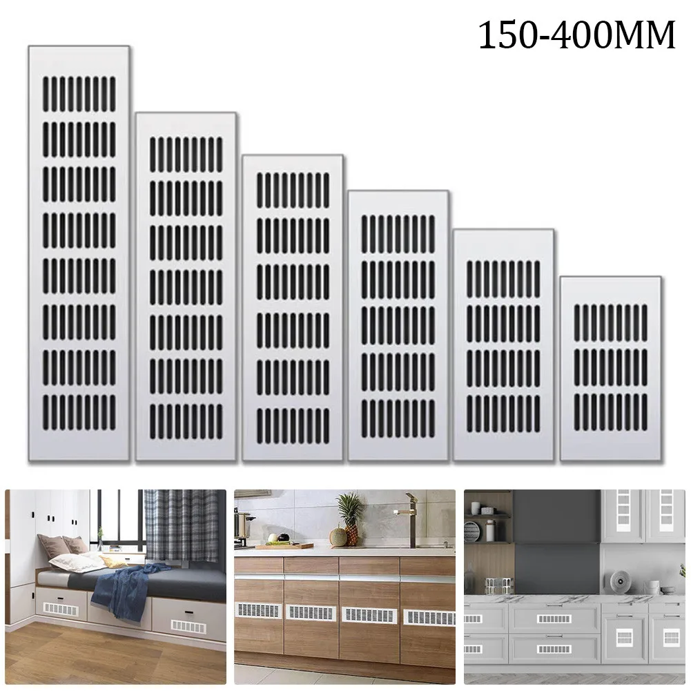 

Aluminium Rectangular Cabinet Wardrobe Air Vent Grille Ventilation-Cover Ventilation Grille 150mm,200mm,225mm,250mm,300mm,400mm