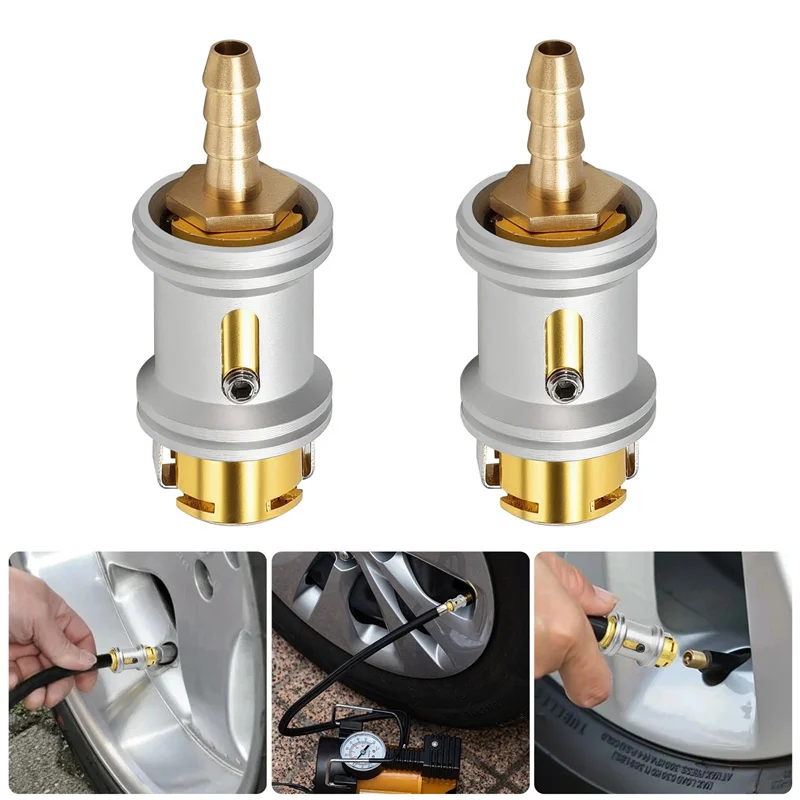2pcs 6mm Car Tire Valve Clip Pump Nozzle Clamp Solid Brass Quick Connect Inflation Connector Car Air Chuck Inflator Pump Adapter