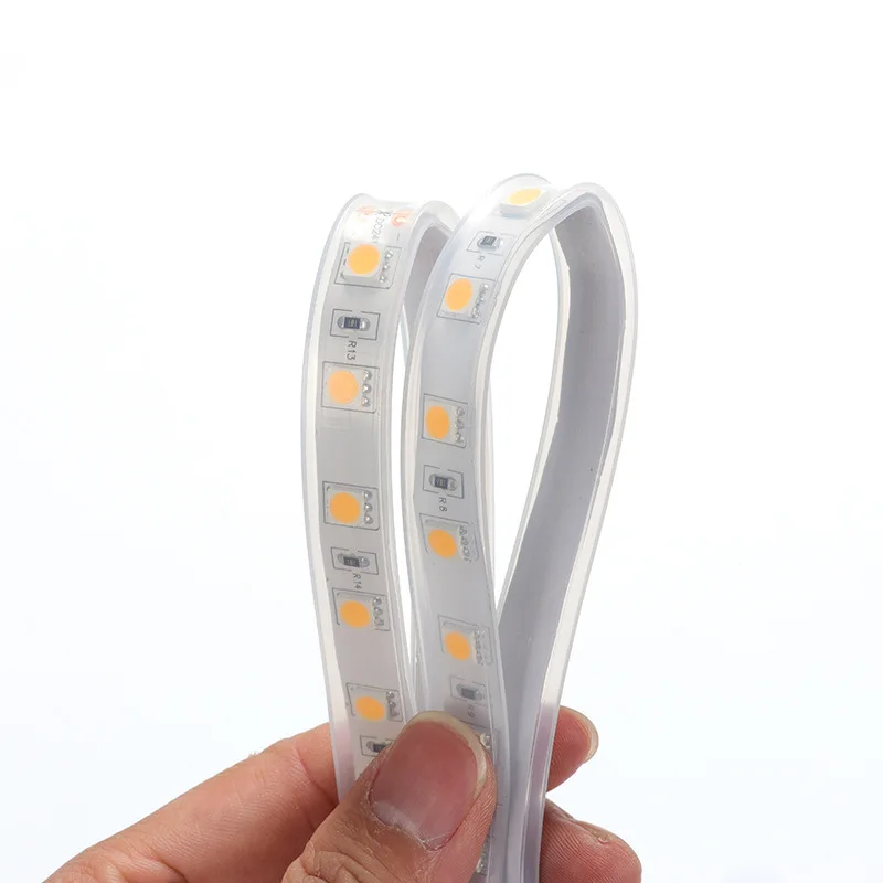Impermeável tubo de silicone transparente, LED Light Strip, tubo de borracha flexível, End Caps, fivelas Clip, IP67, 8mm, 10mm, 12mm, DC12V, 24V