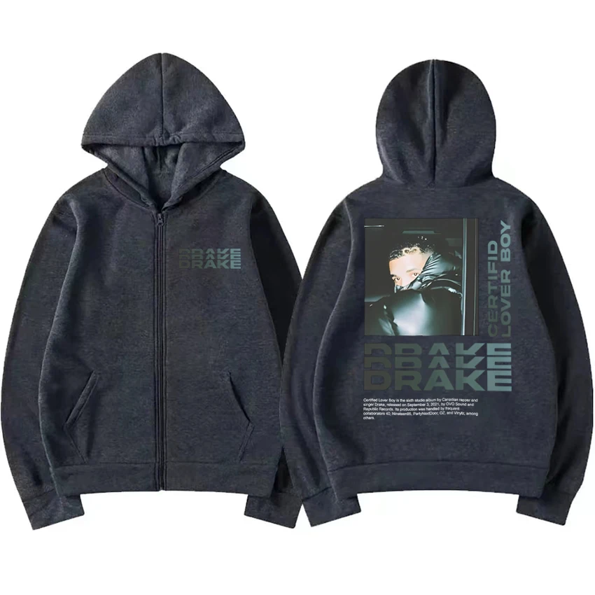 Hot Rapper Drake New album Double Sided print Zipper Hoodie 2025 Men women vintage hip hop streetwear Coat Unisex Fleece Jacket