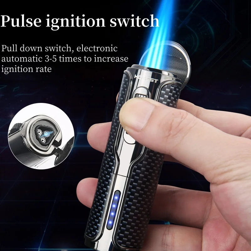 

HONEST новая перезаряжаемая ветрозащитная многоразовая зажигалка Viral, креативная тройная прямая зажигание с пламенем, высококачественный инструмент для курения