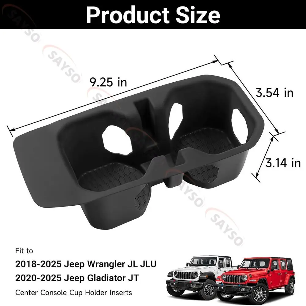 Silikon Rutschfeste Mittelkonsolen-Getränkehalter-Einsätze für Jeep Wrangler JL/JLU 4XE 2018-2025 & Gladiator JT 2020-2025 Getränkehalter – Detail 2