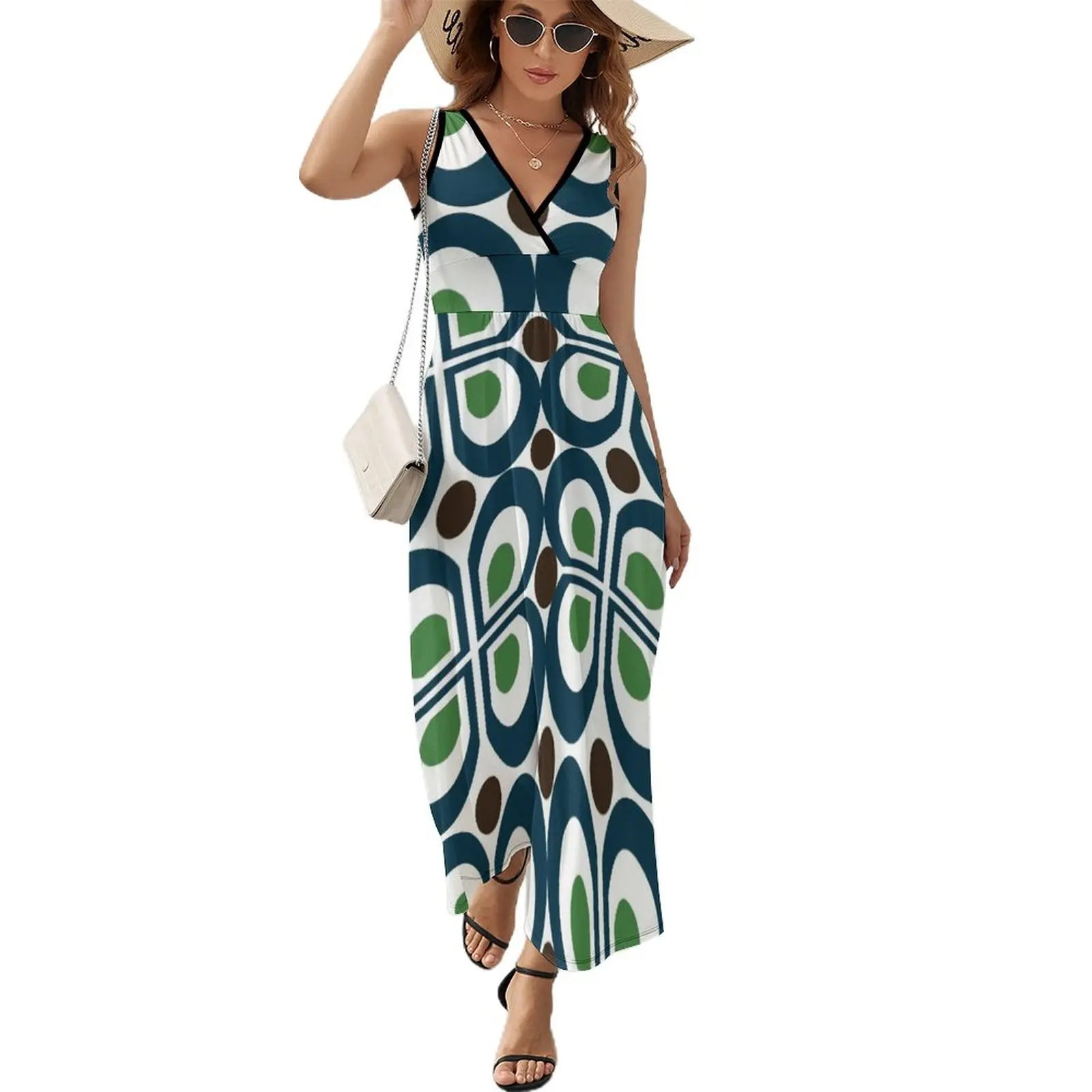 

Retro 60s Pattern Sleeveless Dress evening dress ladies summer dresses ladies 2024 party dresses woman