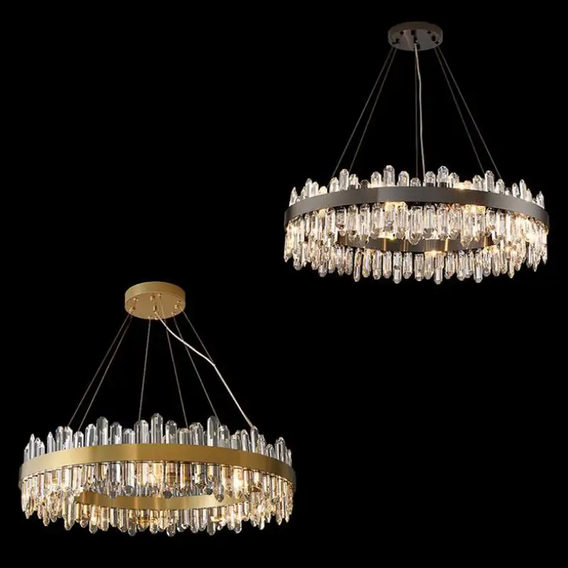 الحديثة التصميم الإبداعي الذهب الأسود الفاخرة كريستال الثريا إضاءة داخلية مصباح معلق الديكور لغرفة الطعام غرفة المعيشة #2