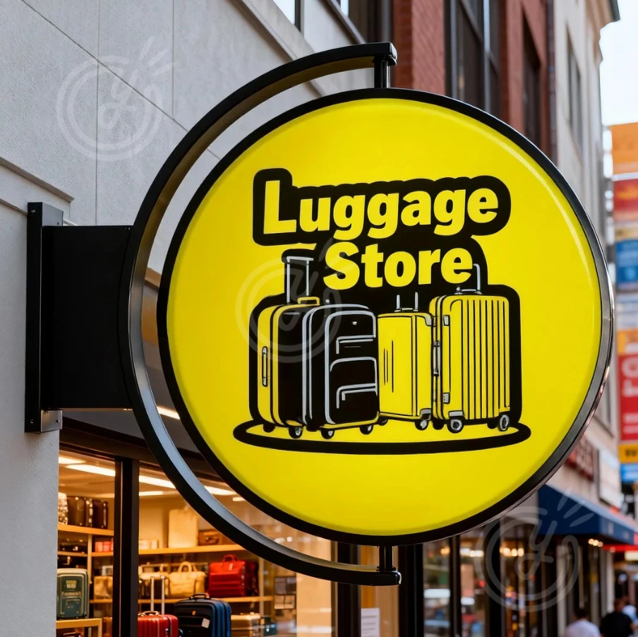

360 Rotating Sign Custom Hanging Business Signage Outdoor Advertising Light Box Luggage Store Signage Custom Led Cristmas Logo
