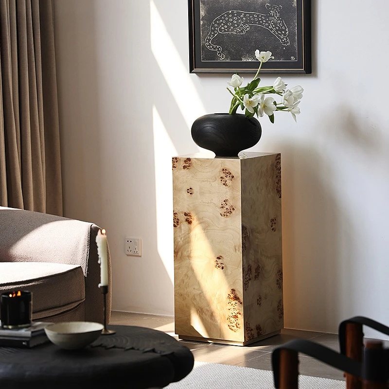 طاولة نحت على طراز الفرنسي في العصور الوسطى وقاعدة خشبية على شكل شجرة، زخرفة أرضية منزلية كلاسيكية من نانيانغ، جميع حواف من الخشب الصلب #4