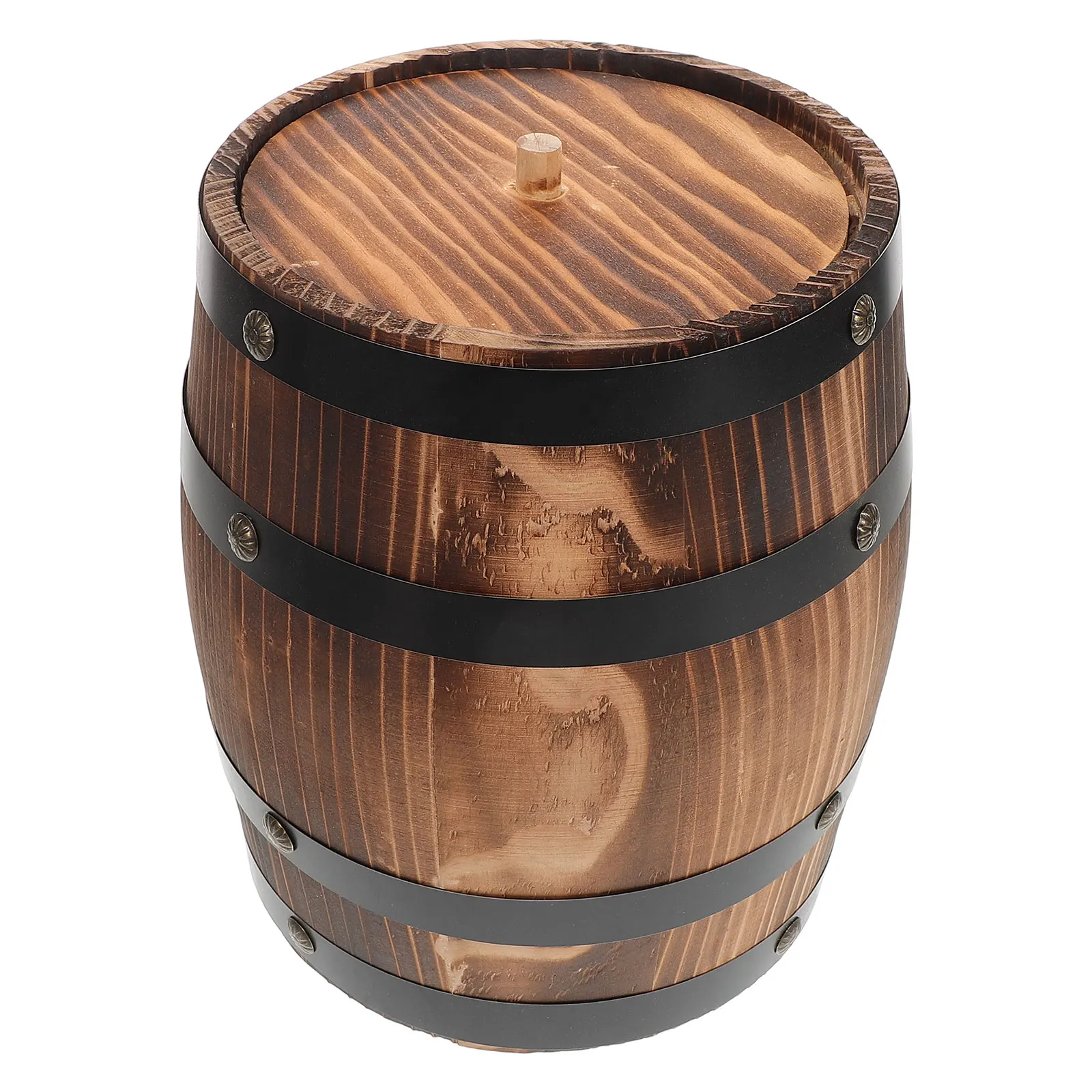 

Vintage Wooden Utensil Holder Rustic Wine Barrel Design Kitchen Storage Organizer For Home Office Party Carbonized Wood
