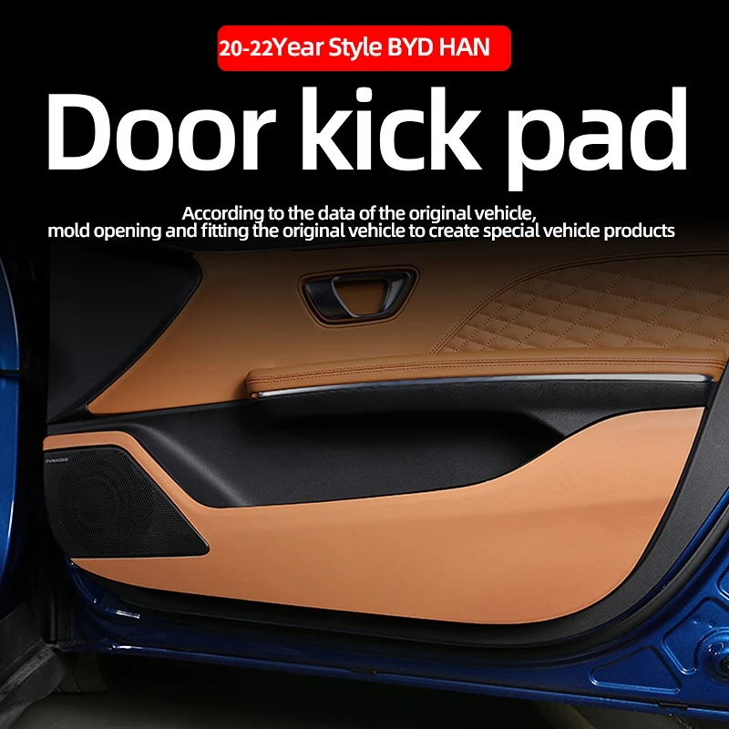 For BYD HAN DM EV 2020 2021 2022 Car Door Protector Pad Door Anti Kick Anti-dirty Pad Mat Decoration Leather Strip Accessorie