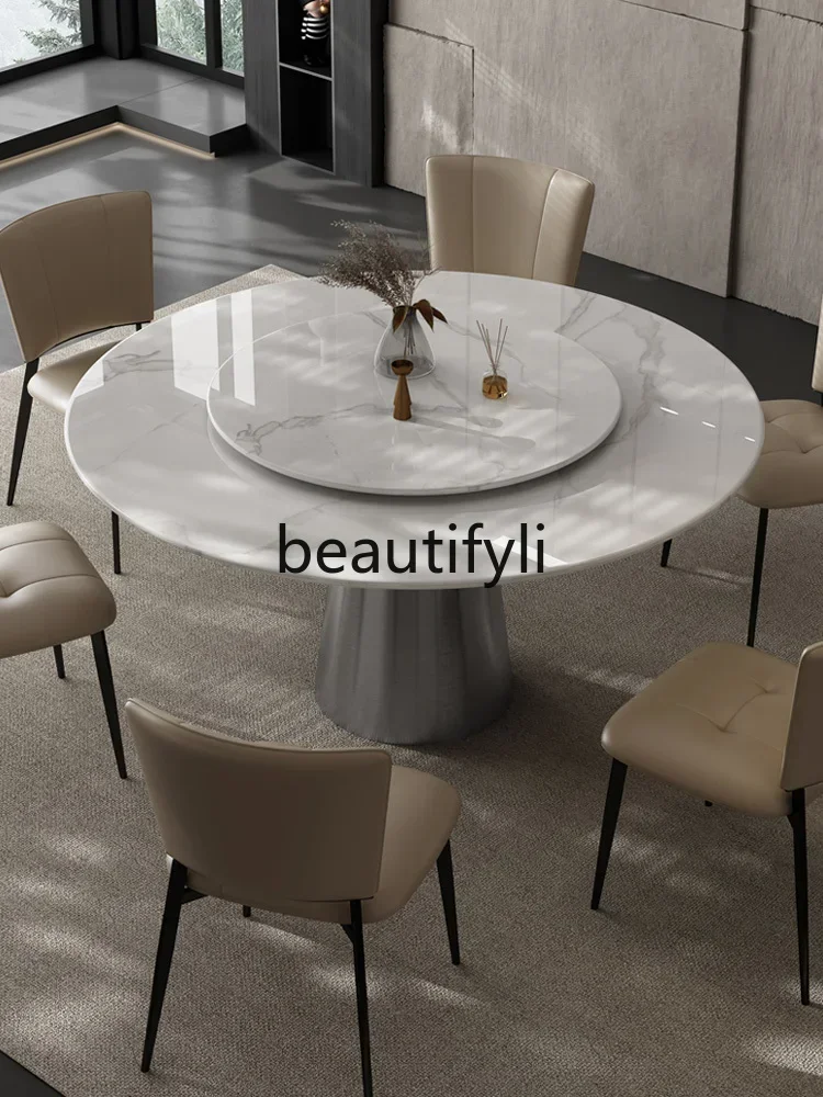 

LXModern simple household with turntable light luxury art small apartment round dining tableSSS
