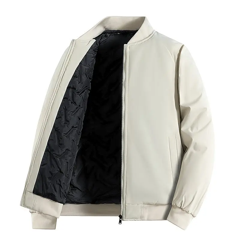 

2026 Pure Color Cotton Jacket Baseball Collar Winter Coat Double Opening High End Cotton Outerwear for Winter