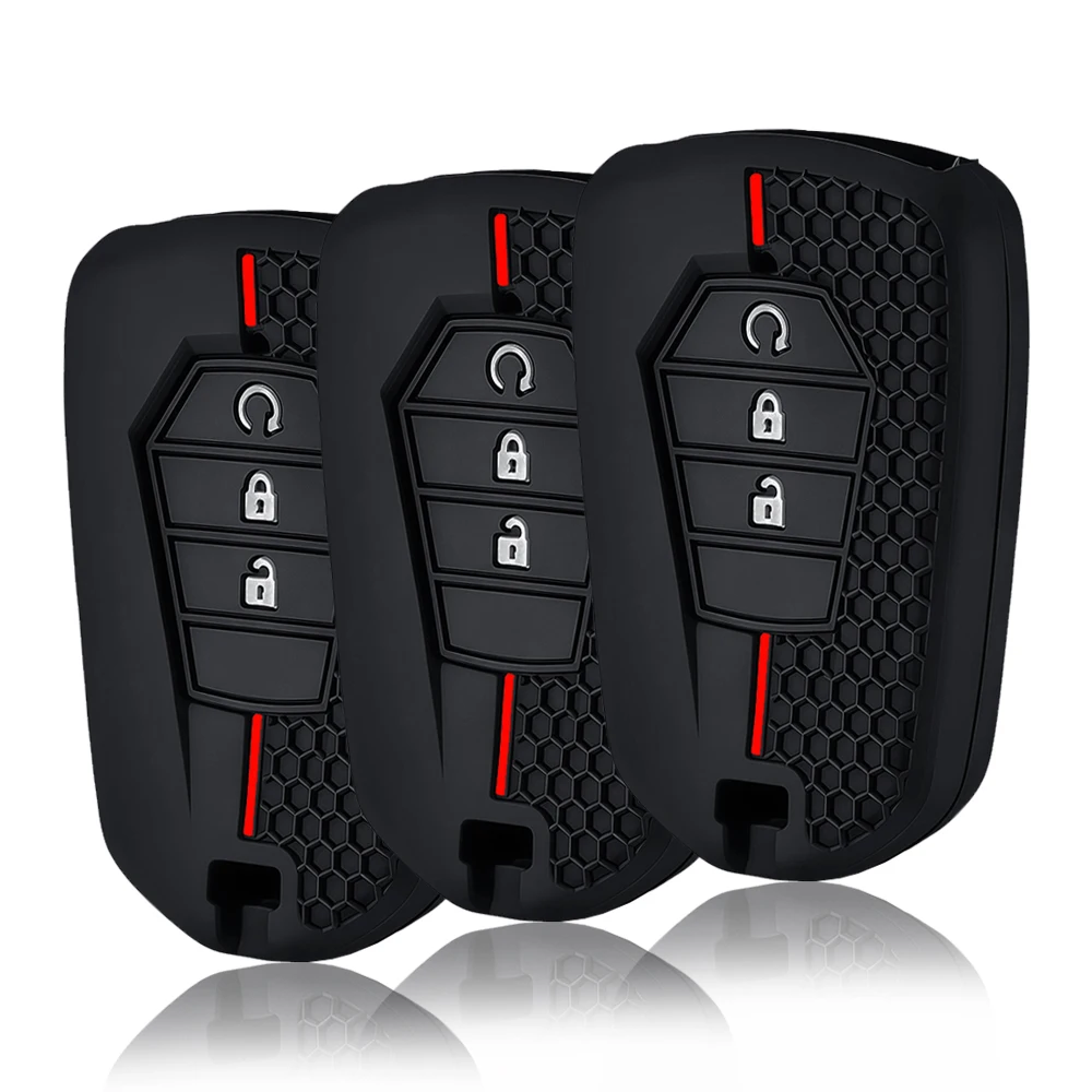 Novo 3 botões de silicone capa chave do carro controle remoto fobs para isuzu dmax d-max mux 2021 2022 + d-max MU-X 3.0 muux caixa acessórios