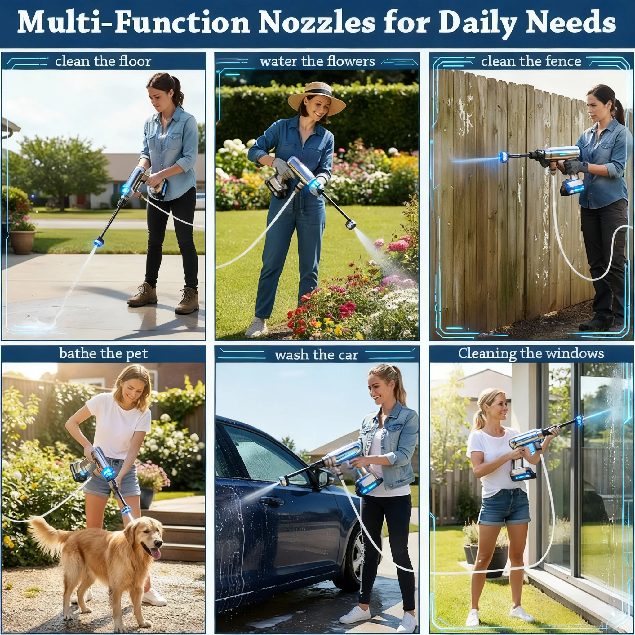 Power Blaster Plus غسالة الضغط اللاسلكية المحمولة الكهربائية ارتفاع ضغط مدفع رذاذ الماء وخرطوم أداة تنظيف غسالة السيارات #6