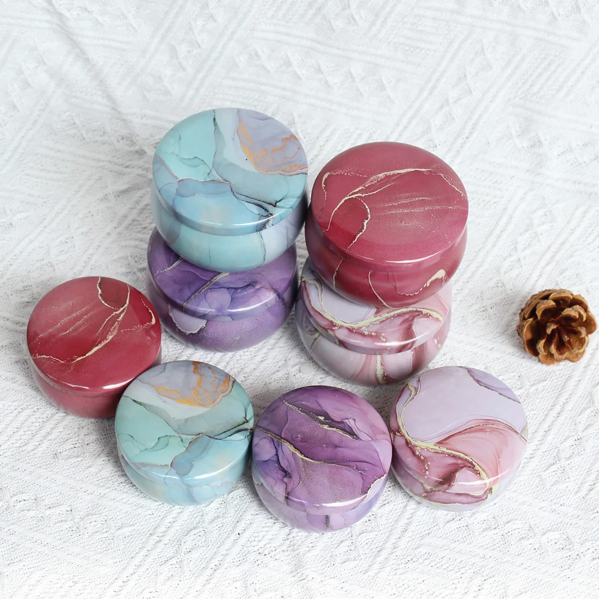 Latas para velas con diseño de mármol de 12 piezas, contenedores de hierro de 2,2 onzas con tapas para velas Diy, almacenamiento de joyas y regalos