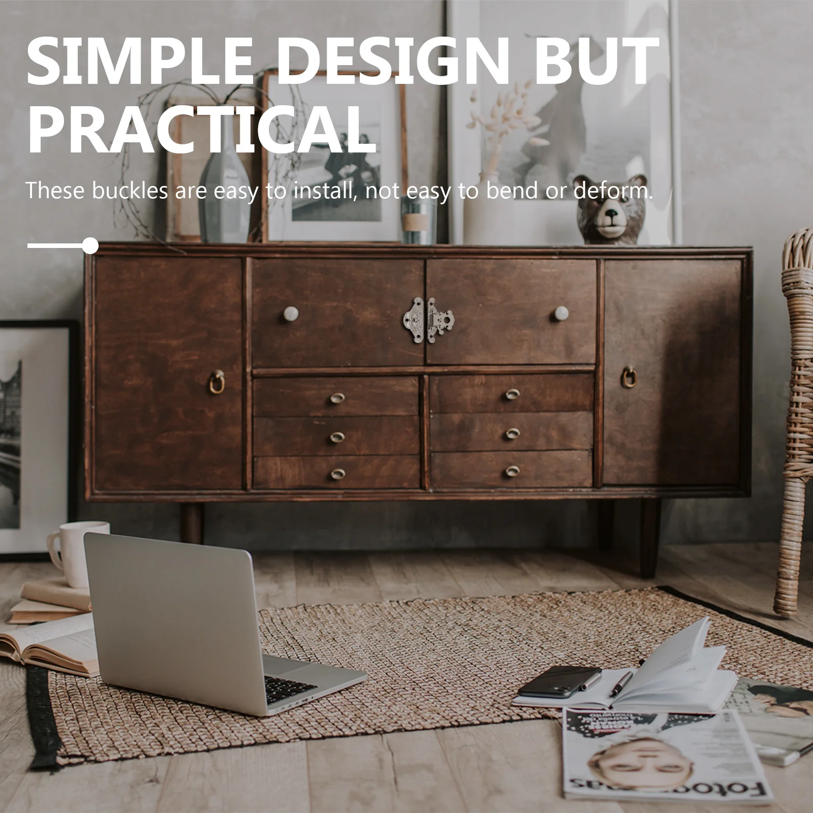 

10Pcs Zinc Alloy Retro Decorative Lock Buckles Durable Wood Box Latches Jewelry Case Packing Box Hasp Drawer Locks