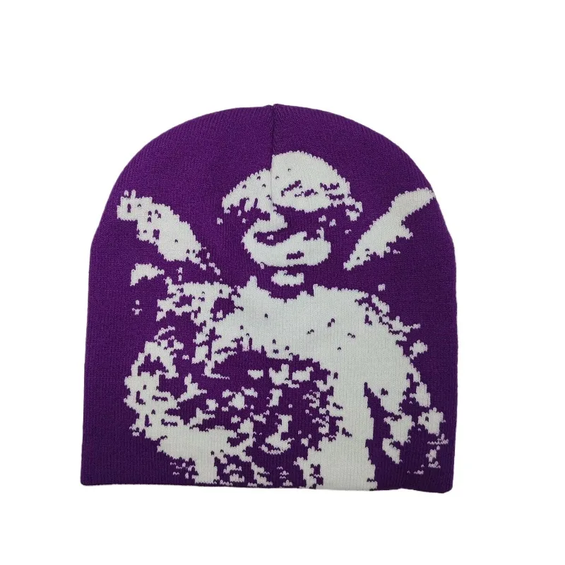 Unisex winddichte Strickmütze, warme Wintermütze, Engels-Jacquard, bunte Mütze im Retro-Stil – Detail 7