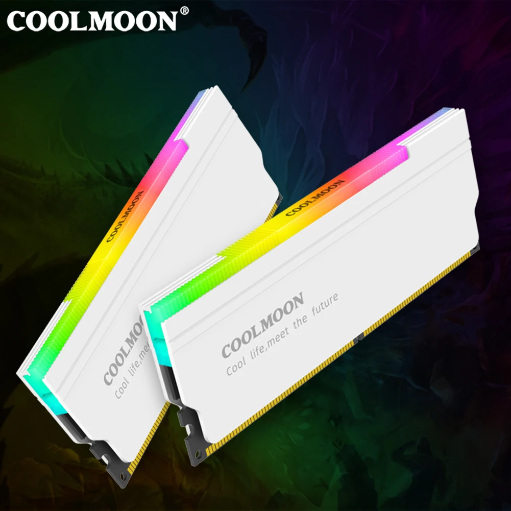 COOLMOON ARGB RAM برودة DDR الذاكرة Aura Sync 5V-3PIN مفرشة الحرارة برودة المبرد ل DDR 3/4 كمبيوتر مكتبي 1-2 قطعة